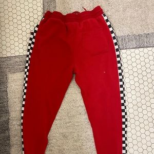 Red checkered sweatpants